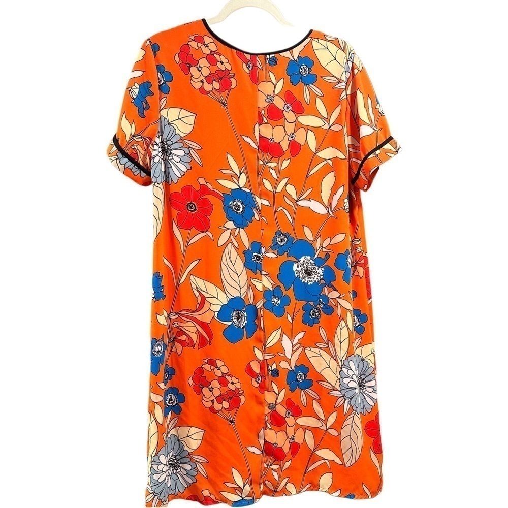 Daniello Boutique Shift Knee Length Floral Vibrant Dress Orange 12 Large VGUC - Picture 7 of 16